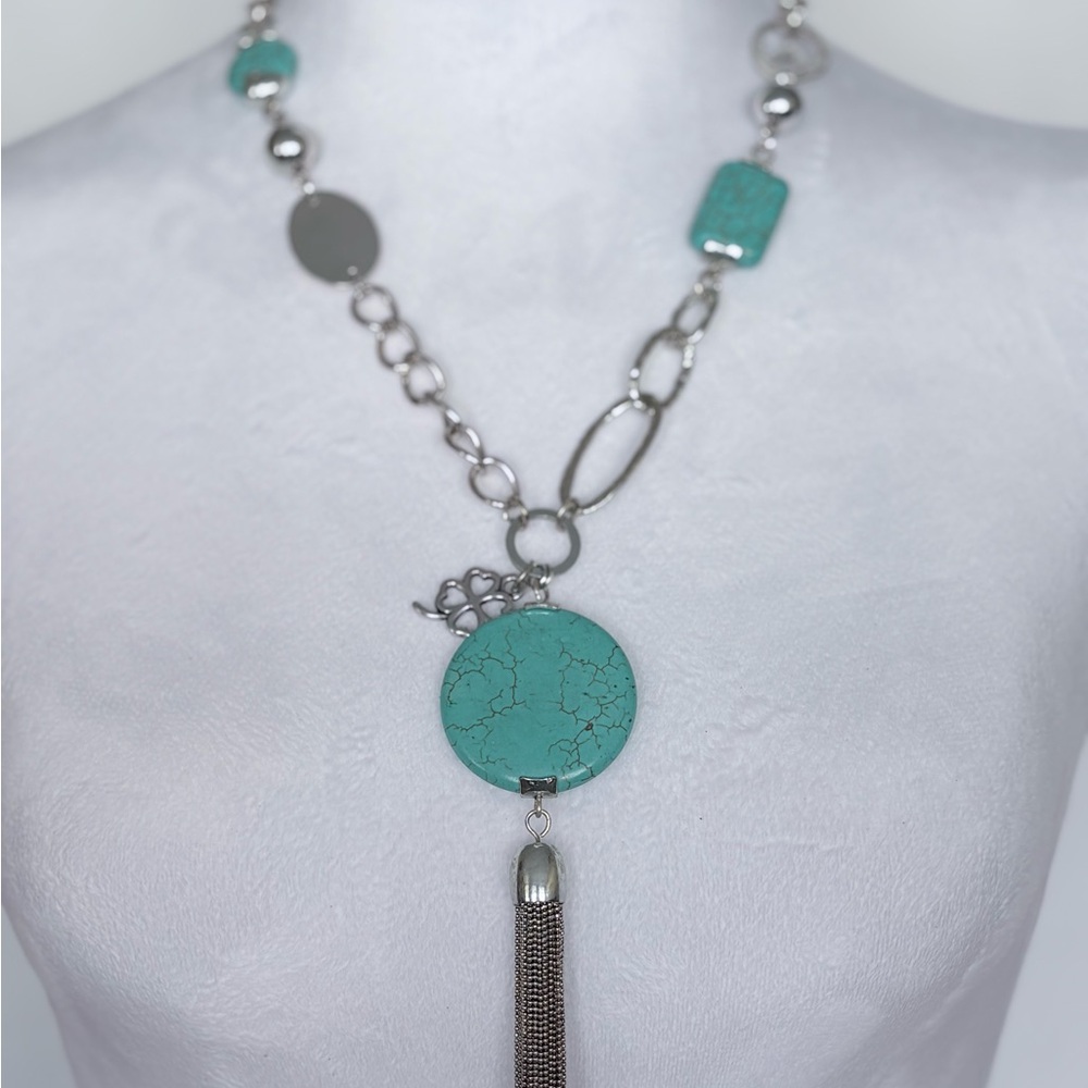 New Bohemian Hippie-Chic Large Turquoise Stone Women’s Fashion Necklace Sz L